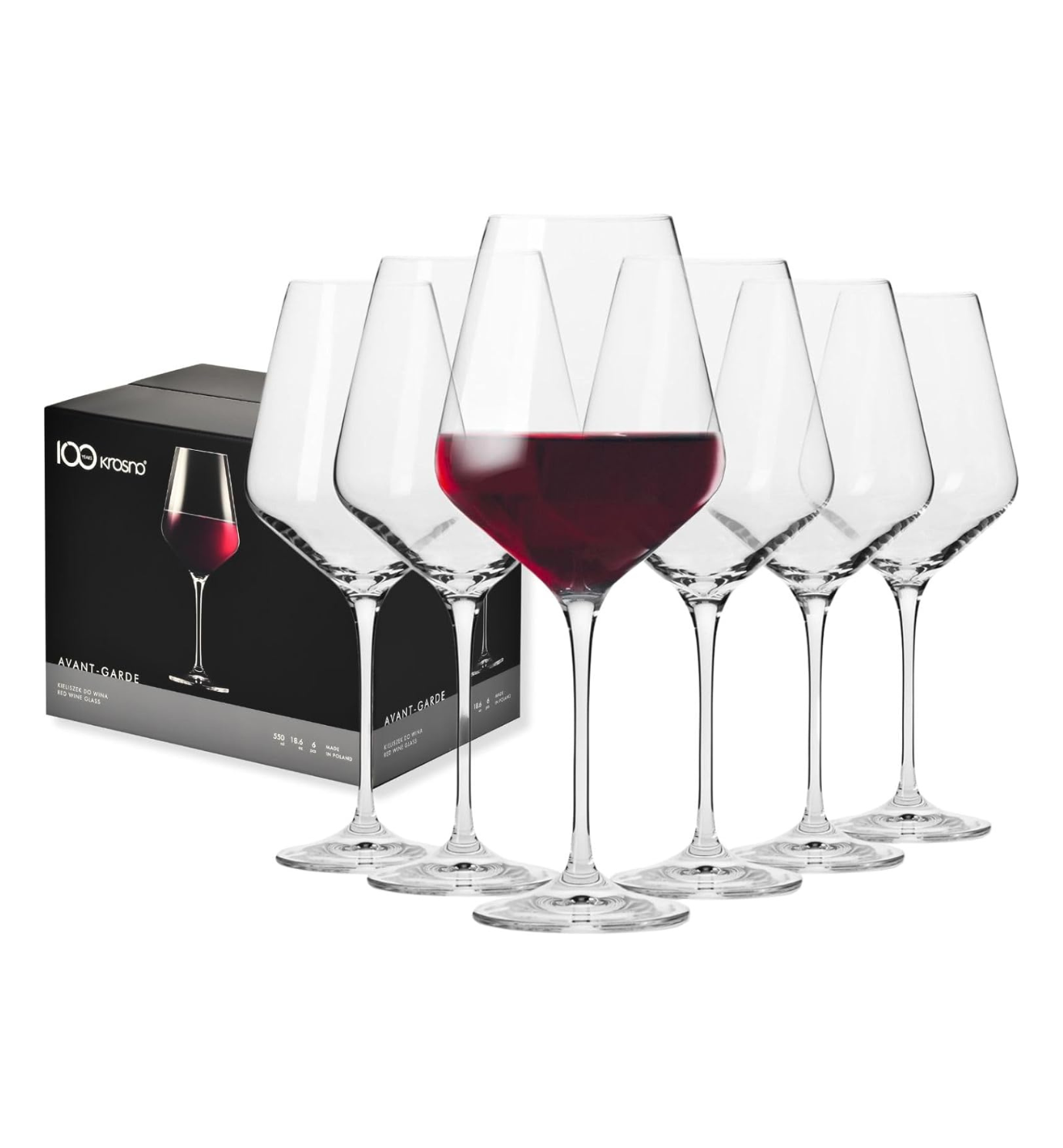 Krosno Copas de Vino Tinto | 490 ML | Avant-Garde Collection | Perfectos para Uso en Casa, Restaurante y en Fiestas | Apto para Lavavajillas