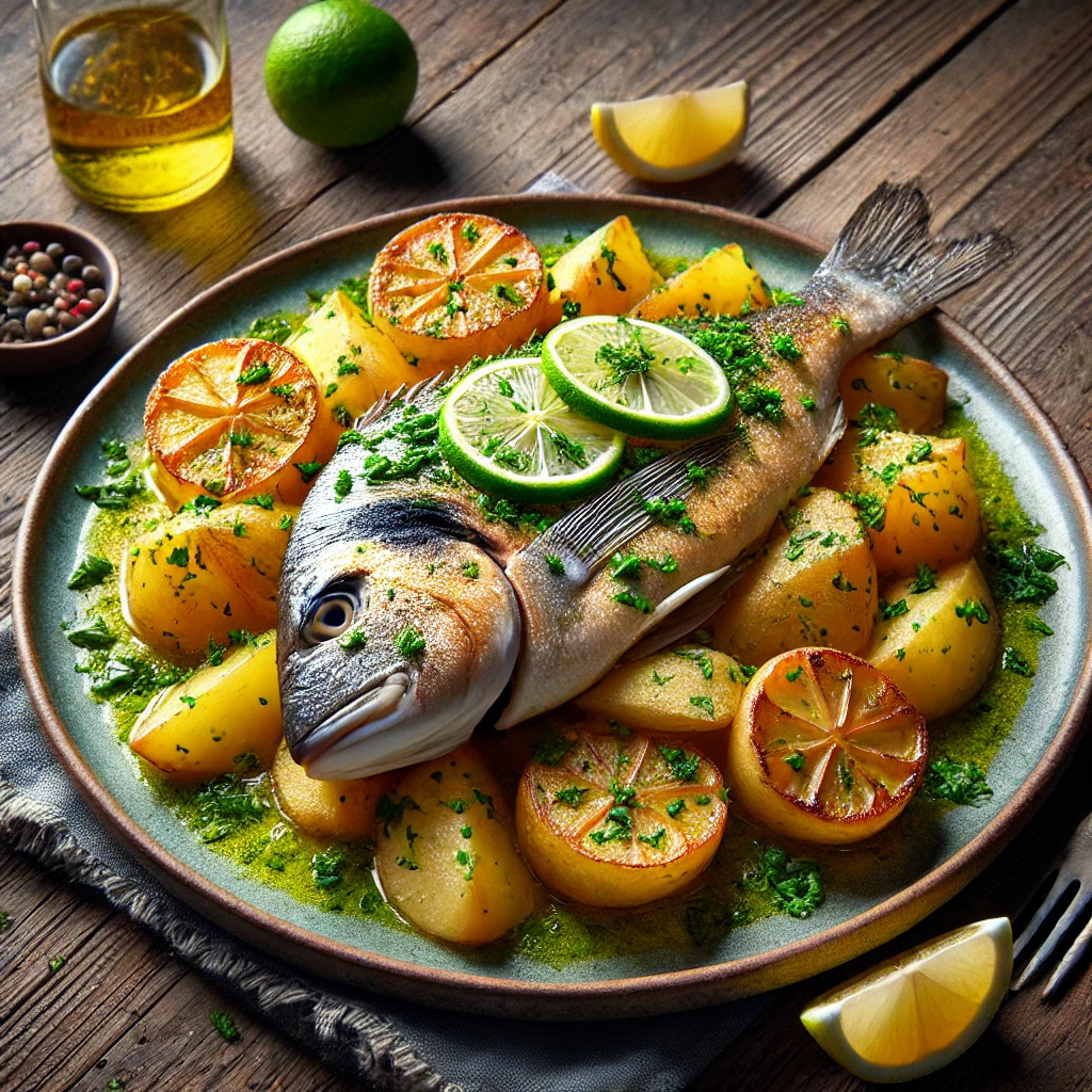 pescadilla al horno con patatas